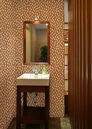 Miniatura 5 de HAOKHOME Papel tapiz para despegar y pegar, diseño de puntos modernos y bohemios, extraíble, para baño, color carameloblanco, papel de contacto de