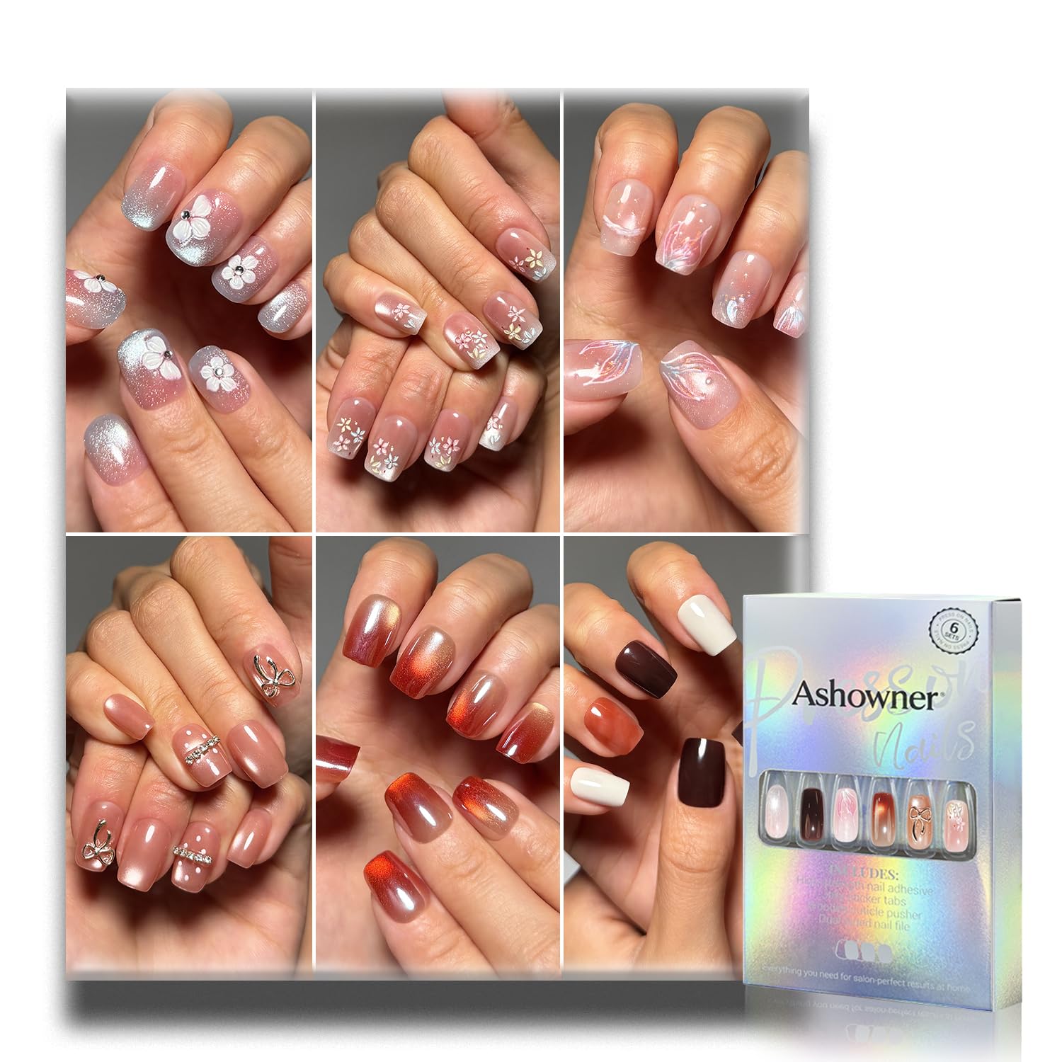 Reusable Press on Nails - 144 Pcs, 6 Styles -27 Reusable Press on Nails - 144 Pcs, 6 Styles -27