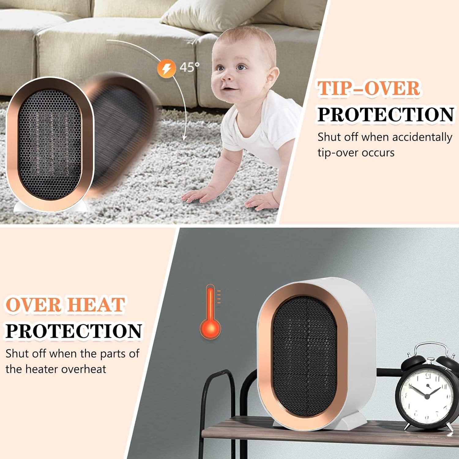 Calentadores Bajo Consumo Pequeños 220V 1200W, Calefactor Ceramico Para Dormitorio, Sala de Estar y Oficina