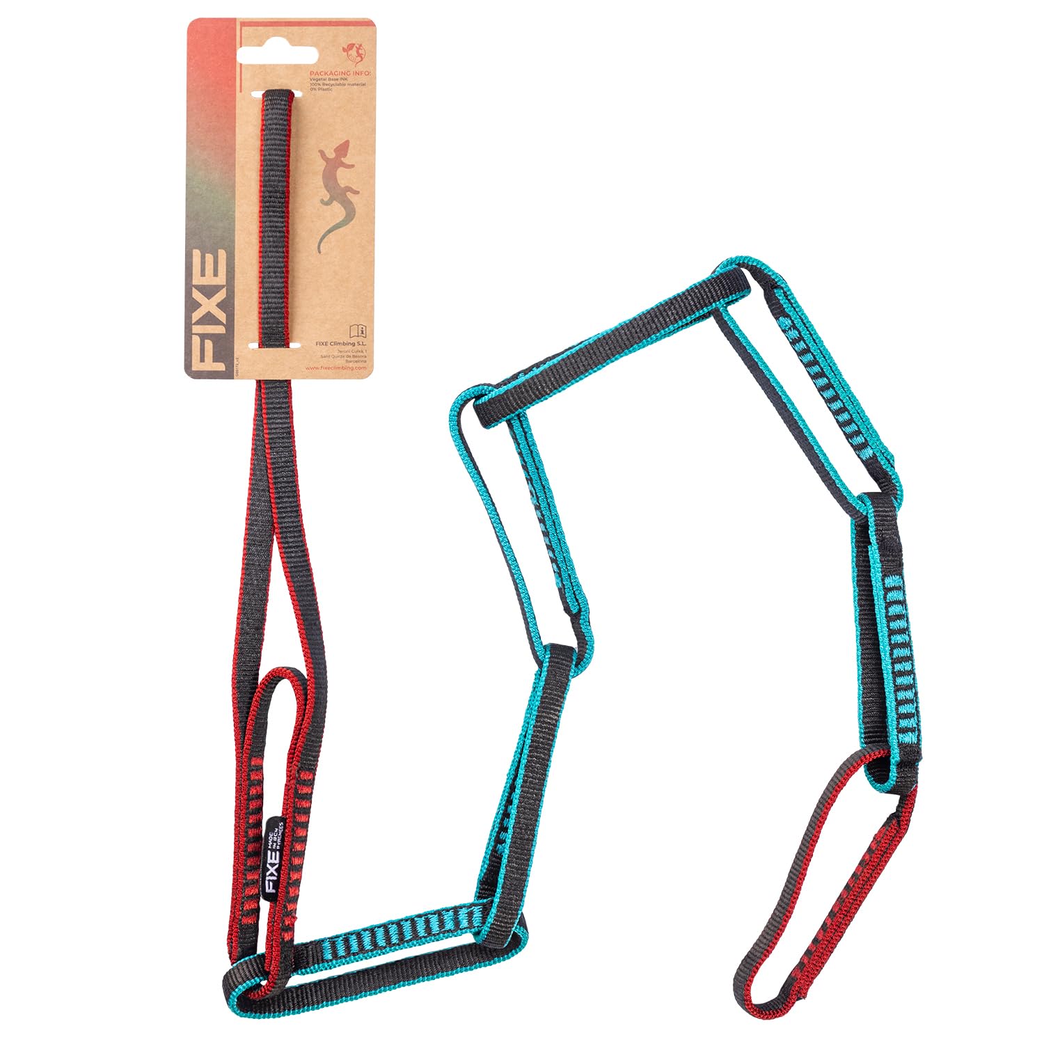 FIXE - Cabo de Anclaje Multichain Cinchless 90 cm en HMPE, Cinta Ajustable para Escalada y Alpinismo, Sistema sin Estrangular el Arnés, Resistencia 22 kN, Certificación EN566 y UIAA 104