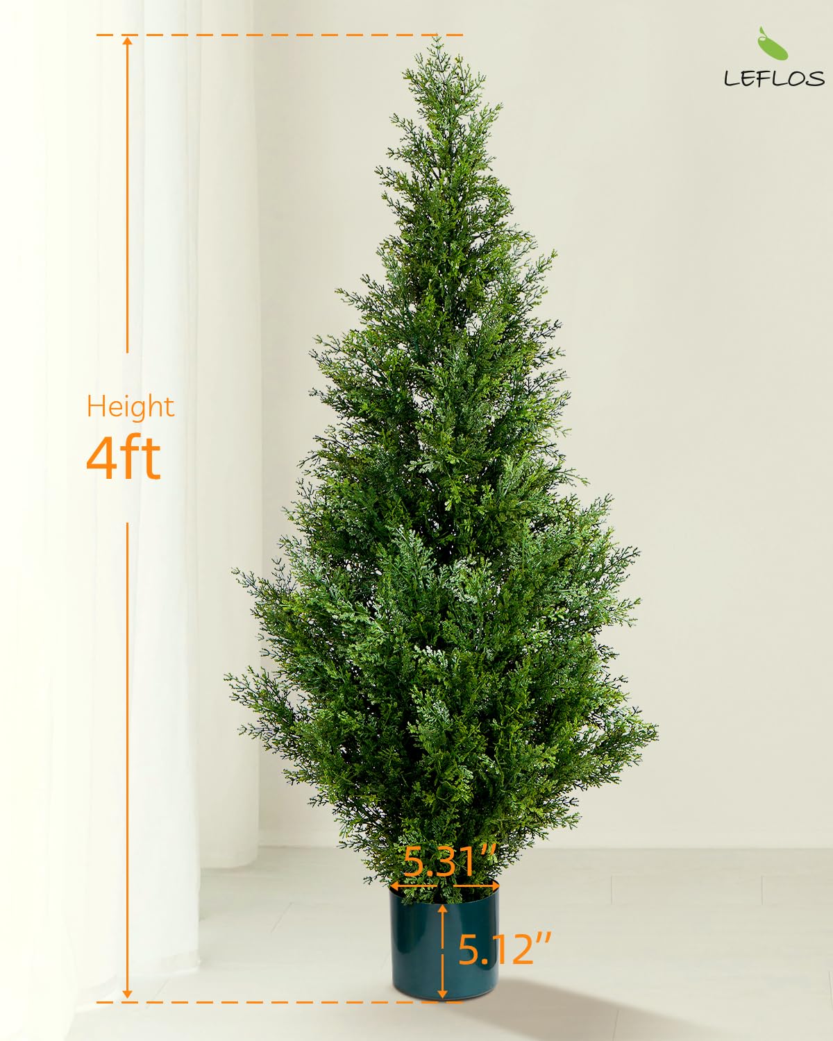 Künstliche Zeder Topiary Baum, 120cm Faux Zypresse Baum, Artificial Cypress Tree deko für Wohnzimmer, Büro, Fest & Party, 2pcs