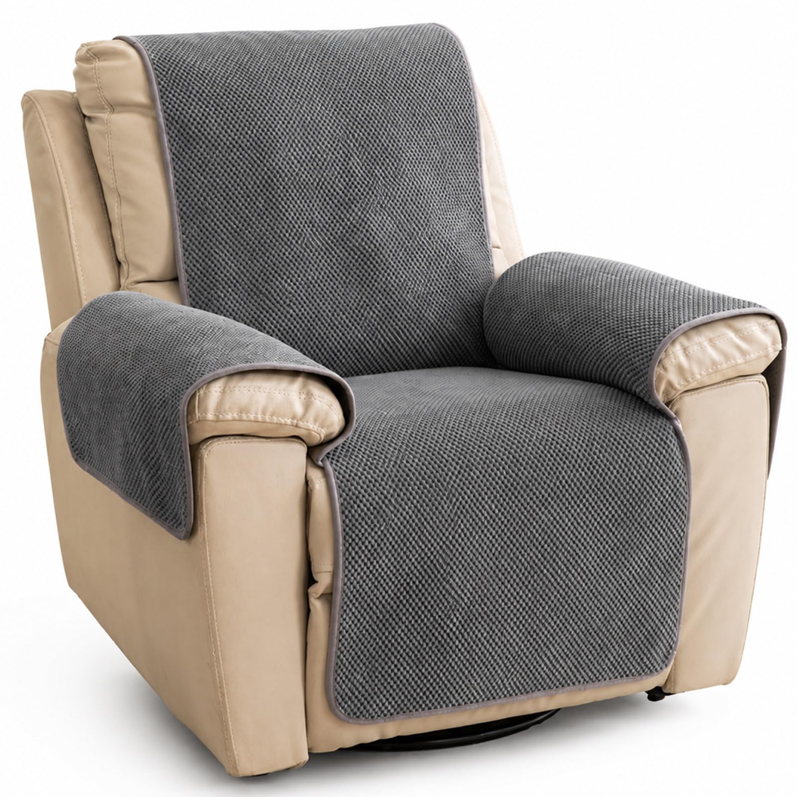 GZGLZDQ Recliner Chair Cover Non-slip, Armchair Cover Pet-safe Washable, Recliner Sofa Covers in Short Plush, Breathable Armchair Cover for Single Chairs Recliners Armchairs(H-gray)