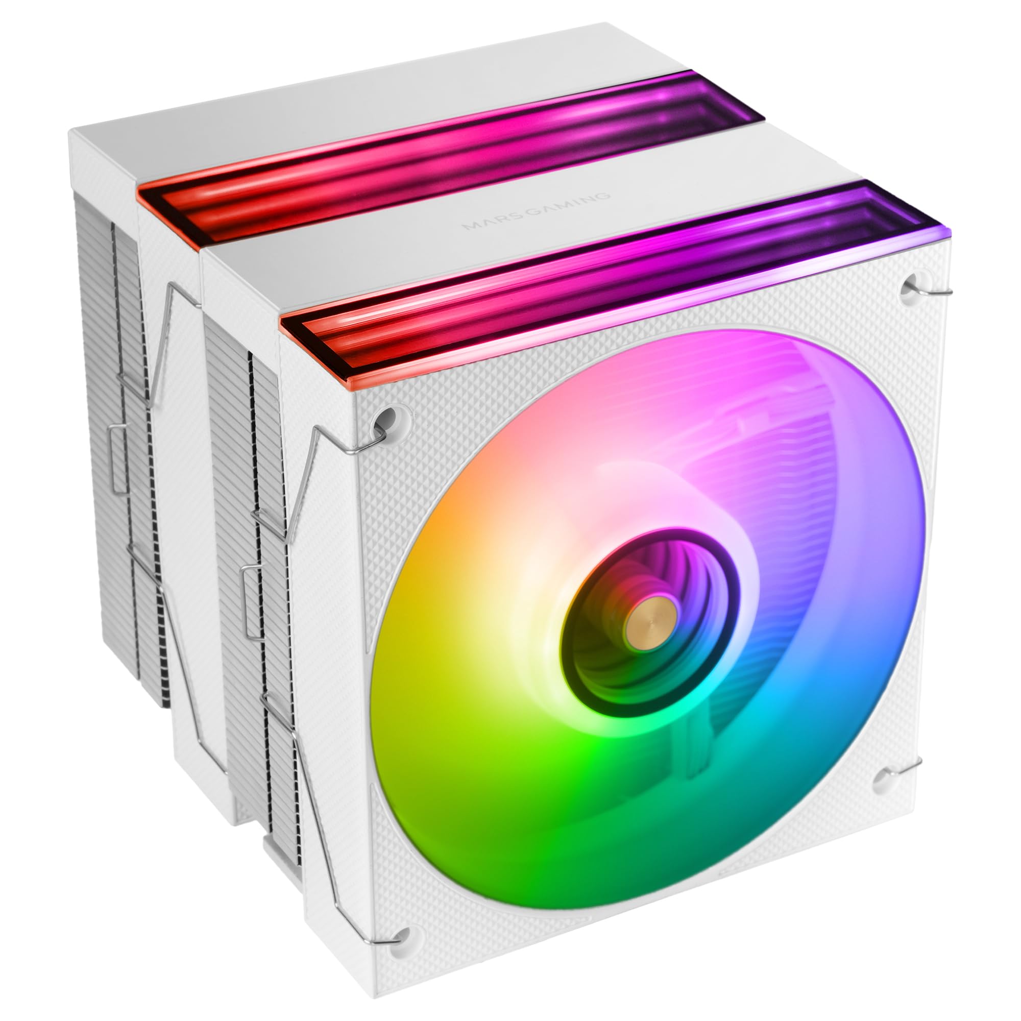 Mars Gaming MCPU-X26, Chłodzenie CPU Dual Tower 350W TDP, 2x Wentylatory 120mm ARGB Infinity Mirror, 6 Heatpipes HCT, Miedziane Jądro, Łożyska FDB, Tryb Cichy, Intel LGA i AMD, Biały