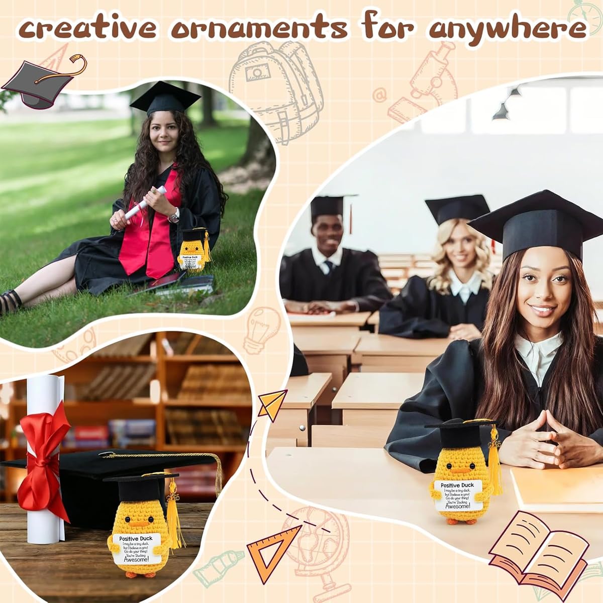 Graduation Gifts, Inspirational Positive Duck with Cap and Greeting Card Graduation Gifts Class of 2025 - Image 4