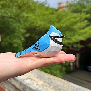 LWINGFLYER Wooden Blue Jay Bird Figurines for Christmas Decoration, Wood Bird Statue,Gift for Bird Lovers, Carved Small Animal Ornament Christmas Home Decor