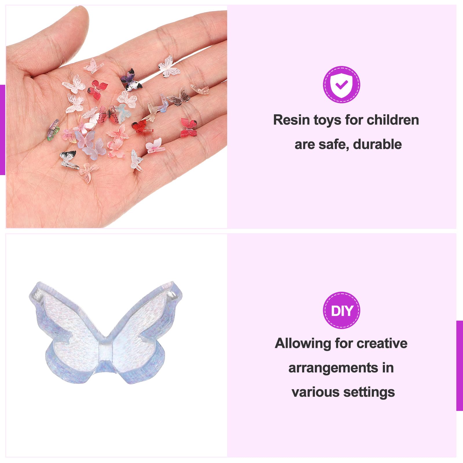 CoCud Mini Resin Butterflies, 8mm Length, Resin Miniature Dollhouse Accessories Light Blue - Image 4