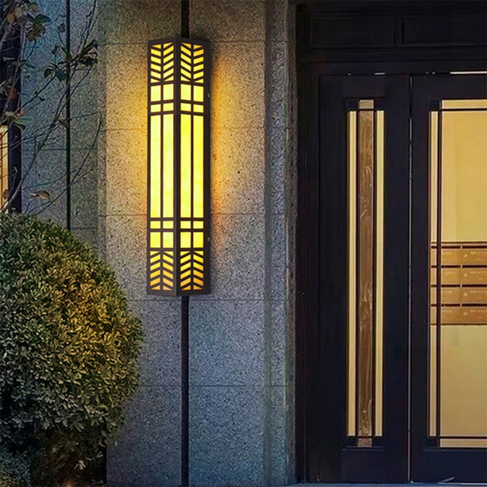 KXEcoLife Contemporary LED Outdoor Wall Lamp Electric Waterproof Simplicity Balcony Hallway Courtyard Villa Gate Hotel Lights (A H90CM Electric)