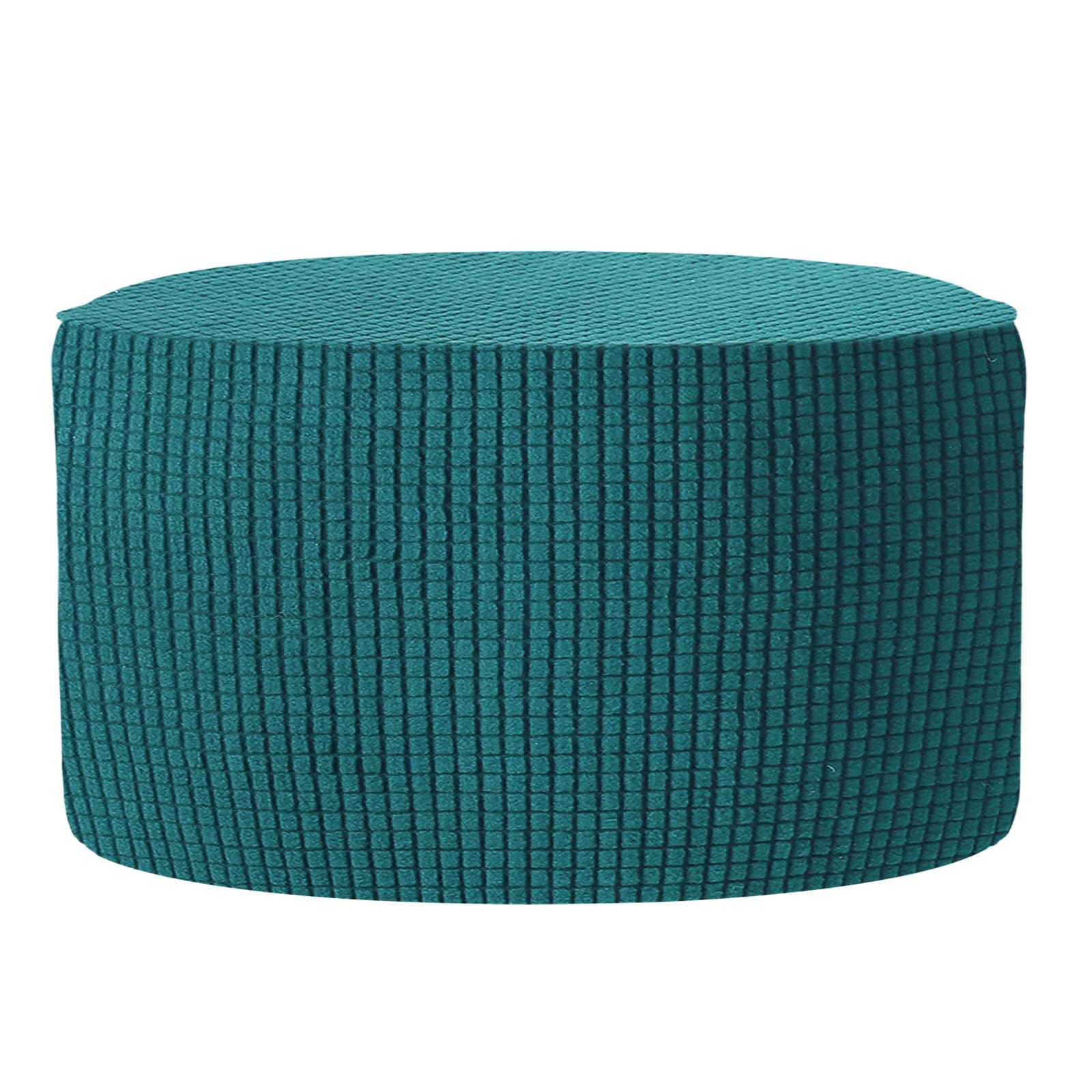 sourcing map Ottomen Cover Round, Jacquard Ottomen Slipcover with Elastic Bottom Fit 50cm-58cm/19.7"-22.8" Diameter, Stretchable Footrest Stool Covers for Furniture Protector, Deep Water Blue
