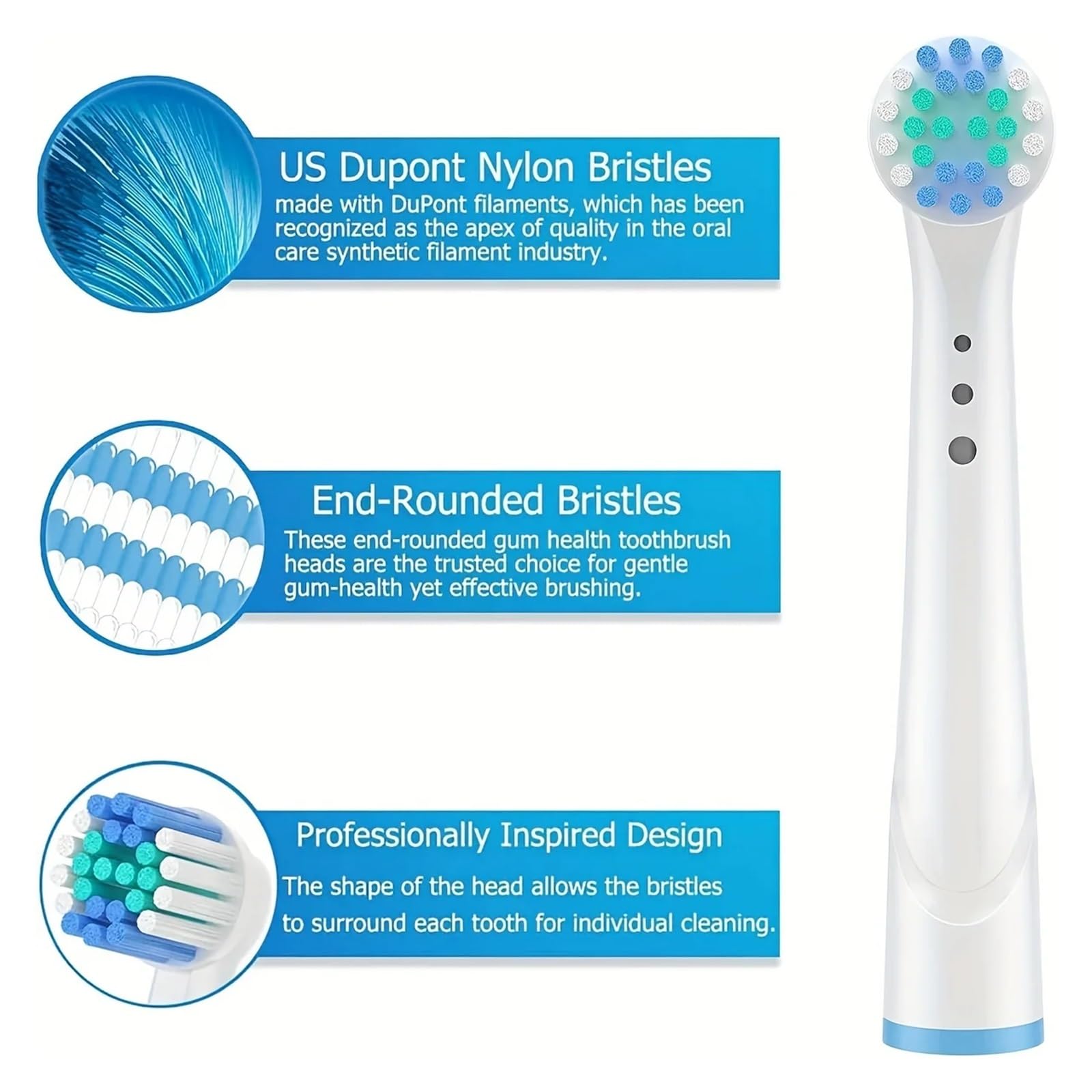 4/12/16Pcs Replacement Toothbrush Heads ，Compatible for Oral-B ，Professional Electric Toothbrush Heads Brush Heads(WHITE CLEAN 12pcs)