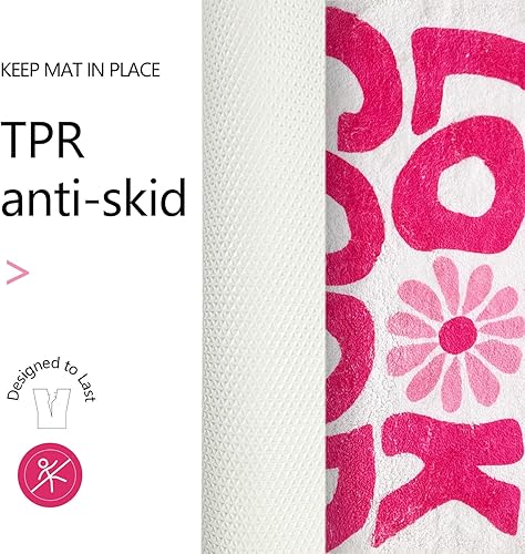 Miniatura 2 de Alfombra de baño con diseño de flores divertidas y bonitas, de color rosa, suave, absorbente, antideslizante, de microfibra lavable superior, para