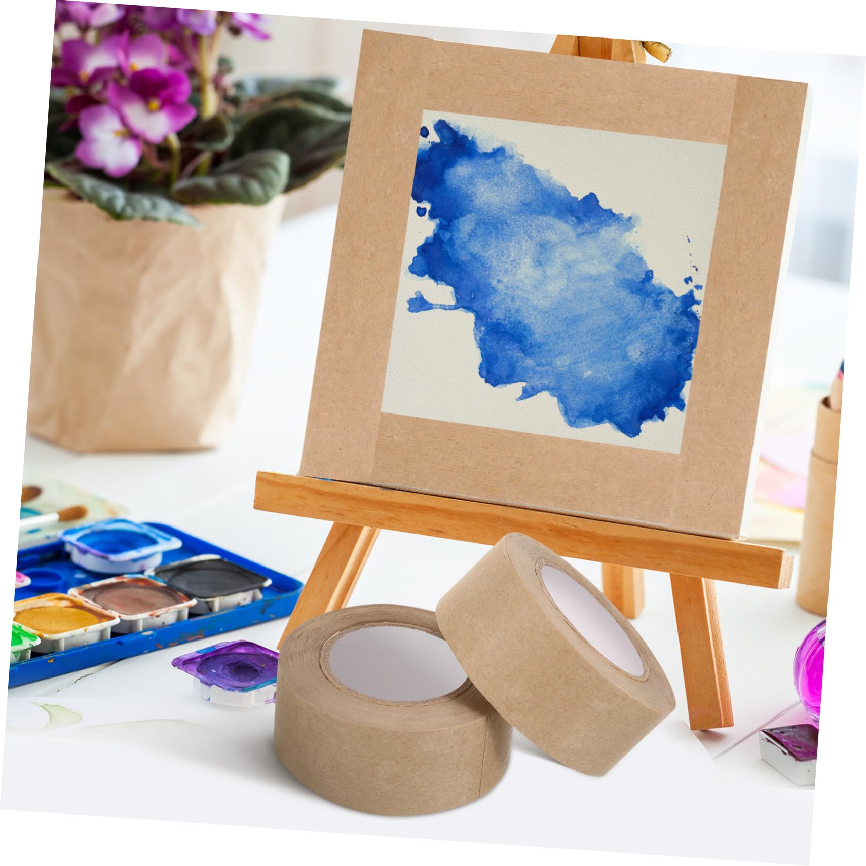 WOONEKY 2 Rollos Cinta Activada Por Agua Para Enmarcar Fotos Y Pintura Cinta Adhesiva De Papel Engomado Para Acuarela Uso Multifuncional Para DecoracióN Y Embalaje ArtíStico