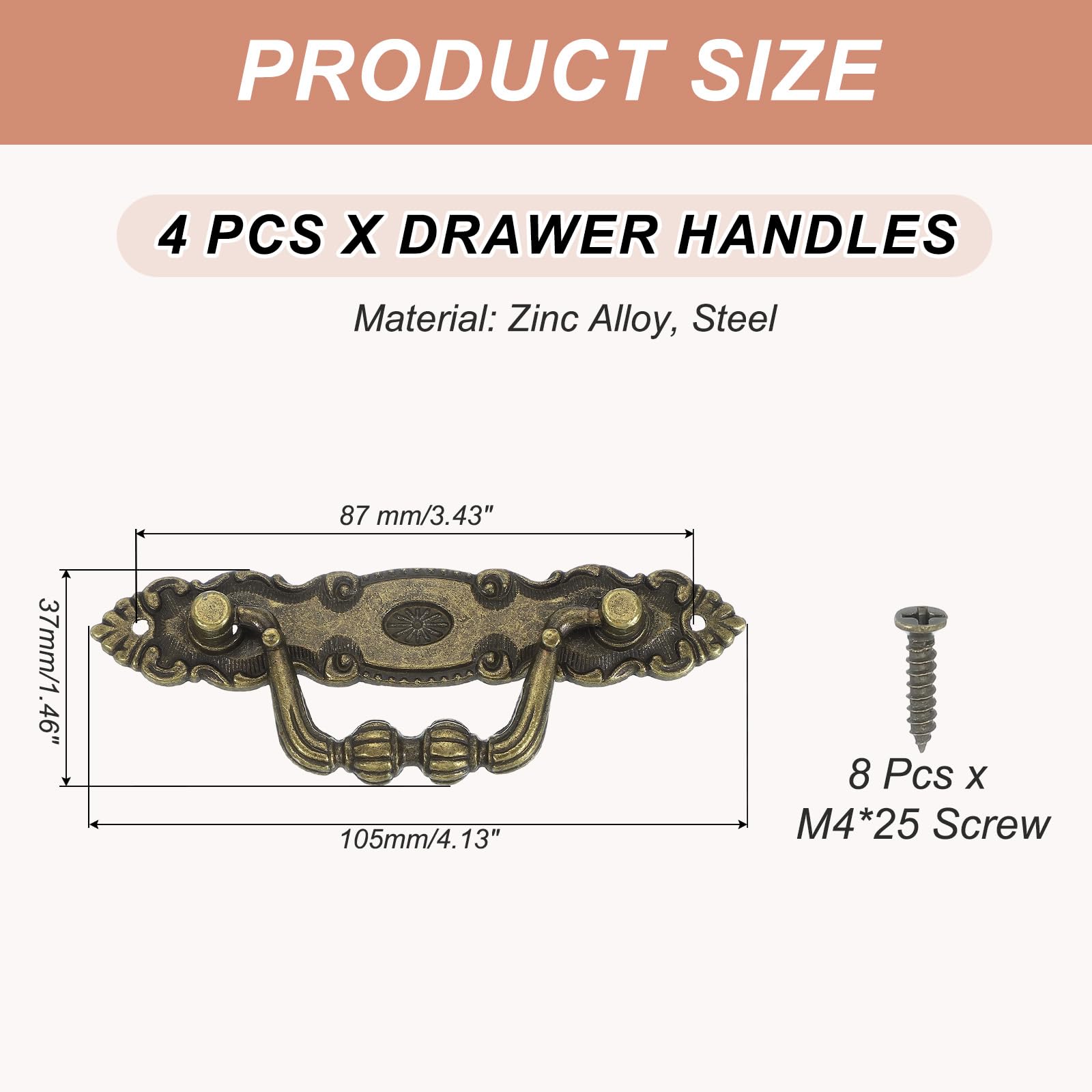 PATIKIL Vintage Decorative Handles 4.13x1.46 - Image 2