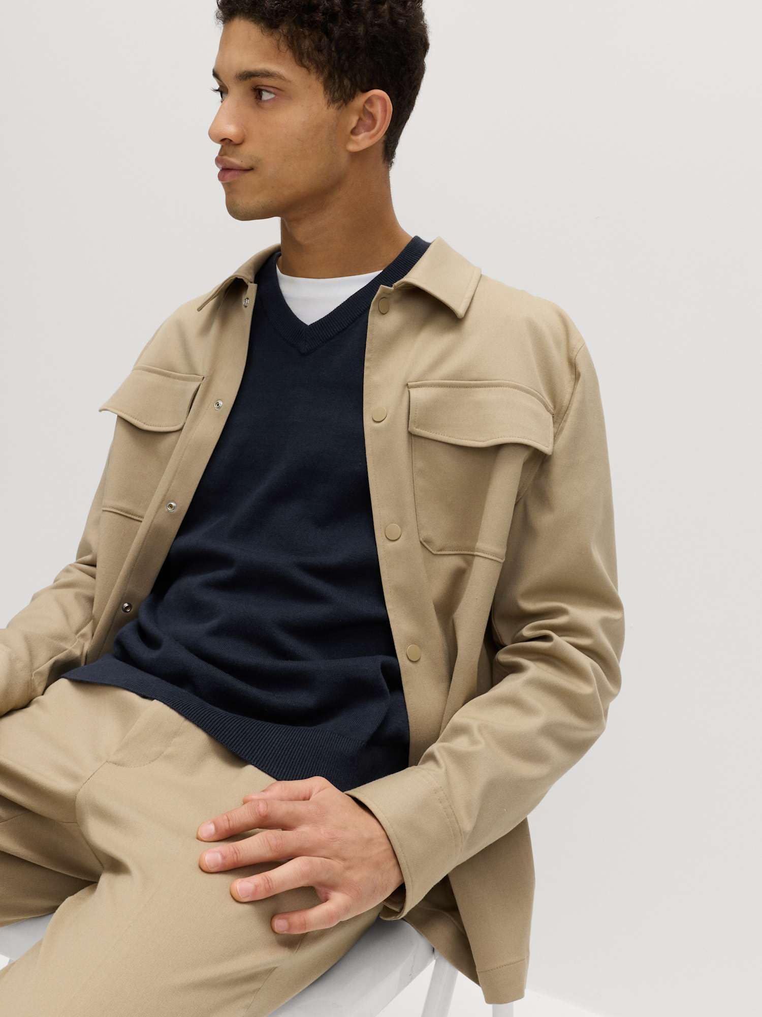 Marks & Spencer Jersey de Cuello de Pico de Algodón Puro para Hombre