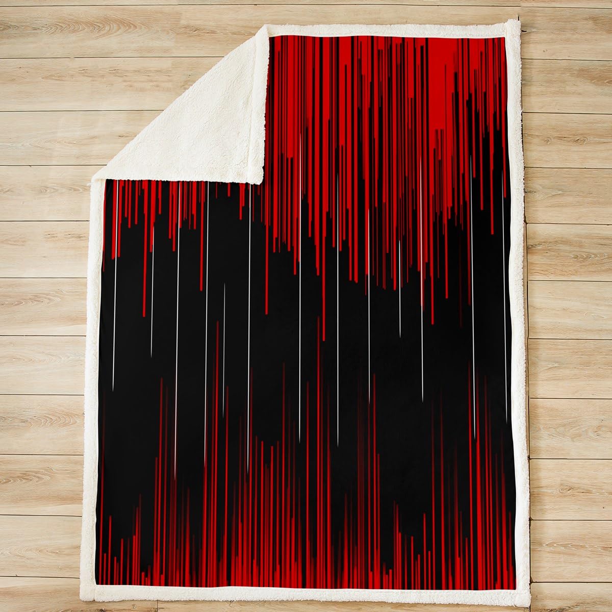 Red Black Fleece Throw Blanket Double 60"x79" Kids Ombre Plush Blanket for Boys Modern Sherpa Blanket Black Fuzzy Blanket Room Decor - Image 2