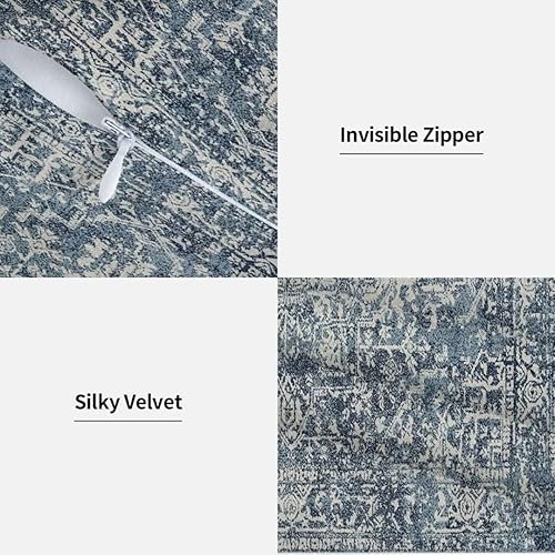 Miniatura 4 de Sunshineyan Juego de 2 fundas de almohada bohemias de color azul marino de 16 x 16 pulgadas, patrón de alfombra para exteriores, fundas de cojín