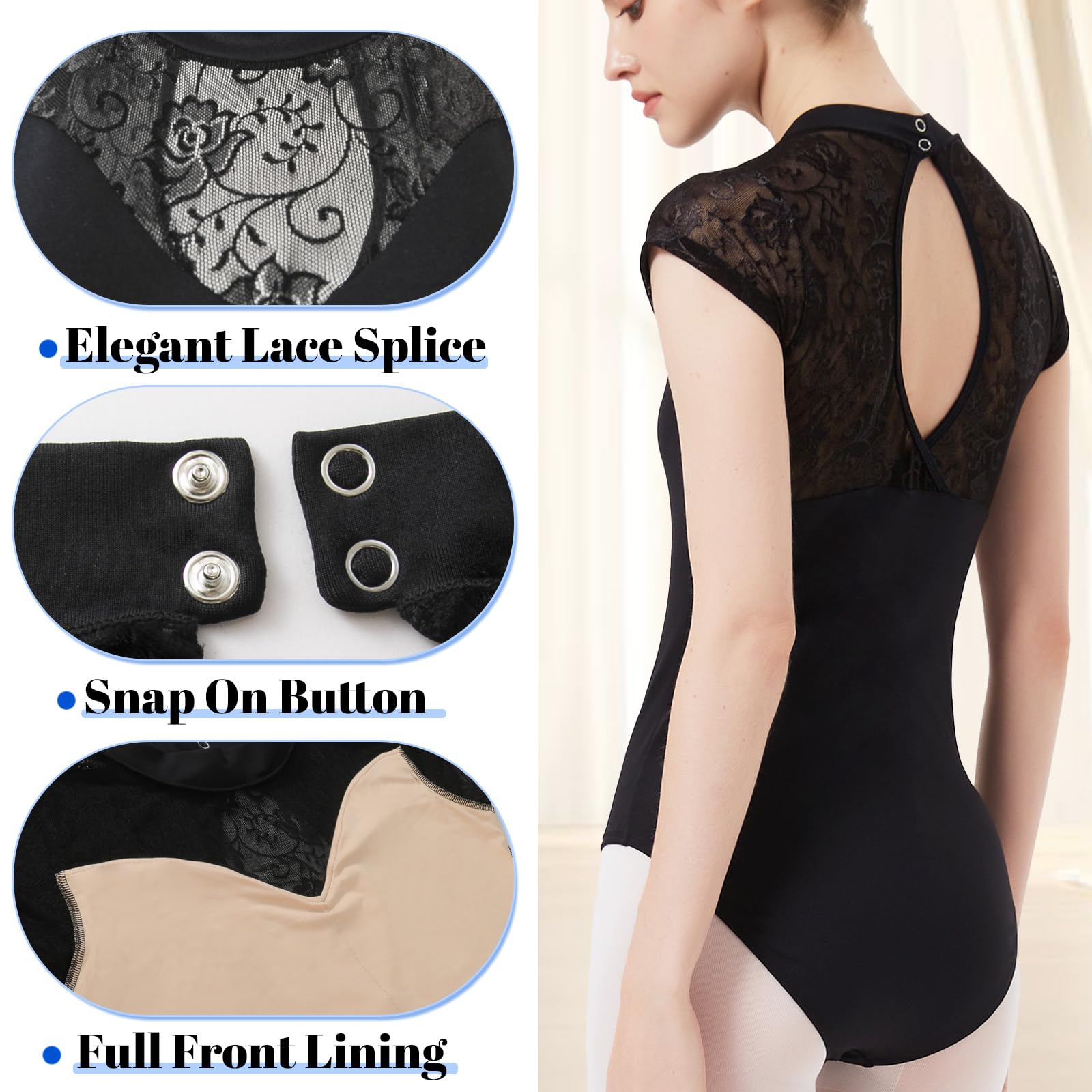 Maillot de ballet mujer cuello alto forro completo danza entrenamiento actuaciones