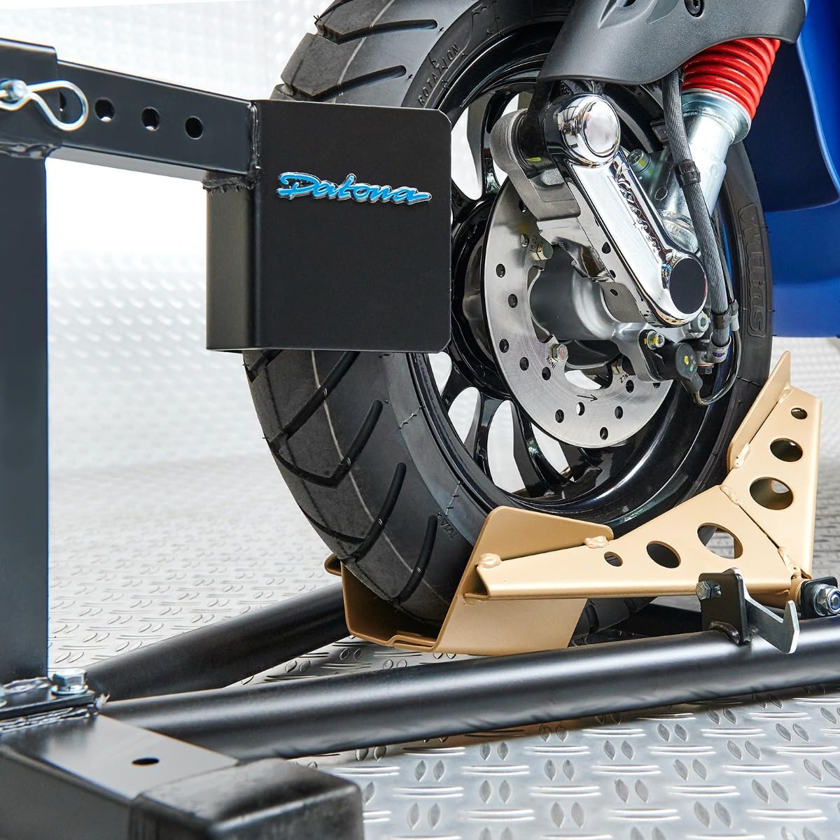 Datona Radwippe für Roller – Motorradständer 10 bis 16 Zoll & 100-140 mm Reifen – Sicherer Stand mit Kipp-Mechanismus für Transport & Winterlagerung