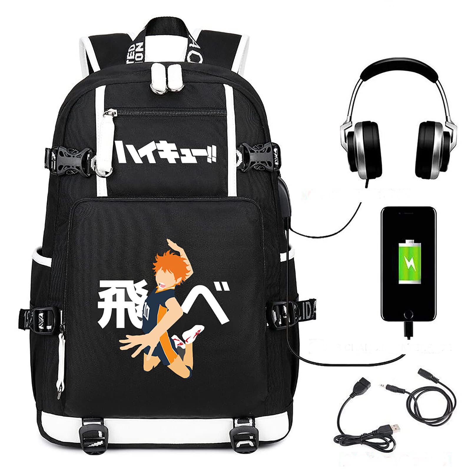 Haikyuu Anime Backpack,3D Print Bookbag Outdoor Rucksack Notebook Schoolbag Daypack Large Capacity Travel Bag for Teen Girls Boys Fans Students