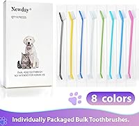 Vista 6 de Newday Juego de 8 cepillos de dientes para perros, de doble cabeza, higiene dental, práctico cepillo de dientes suave para limpiar los dientes
