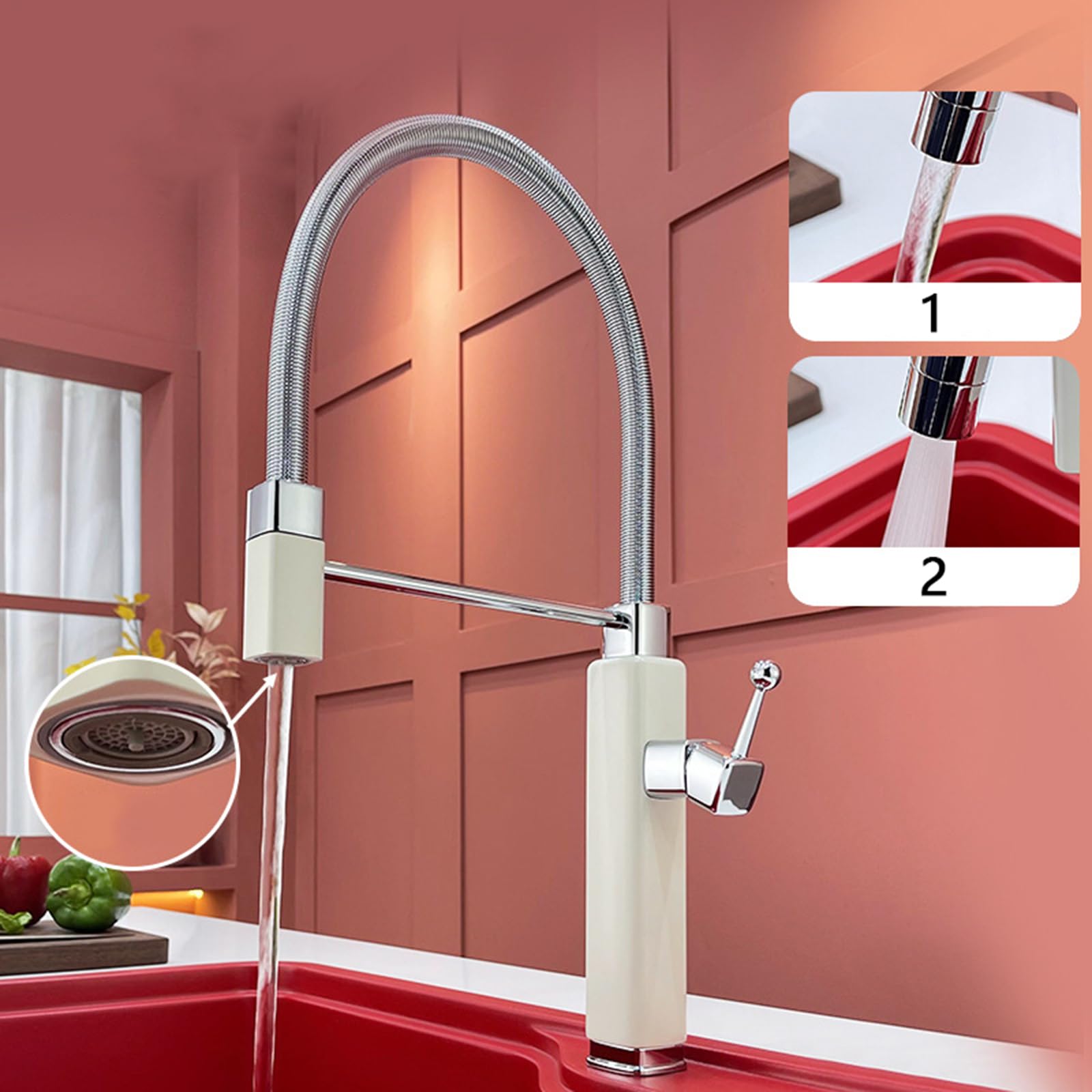 Grifo Cocina Extraible Monomando Grifo Manguera con Resorte Giratorio de 360° Grifos Lavabo de 2 Modos Manija Única Agua Caliente y Fría,Azul
