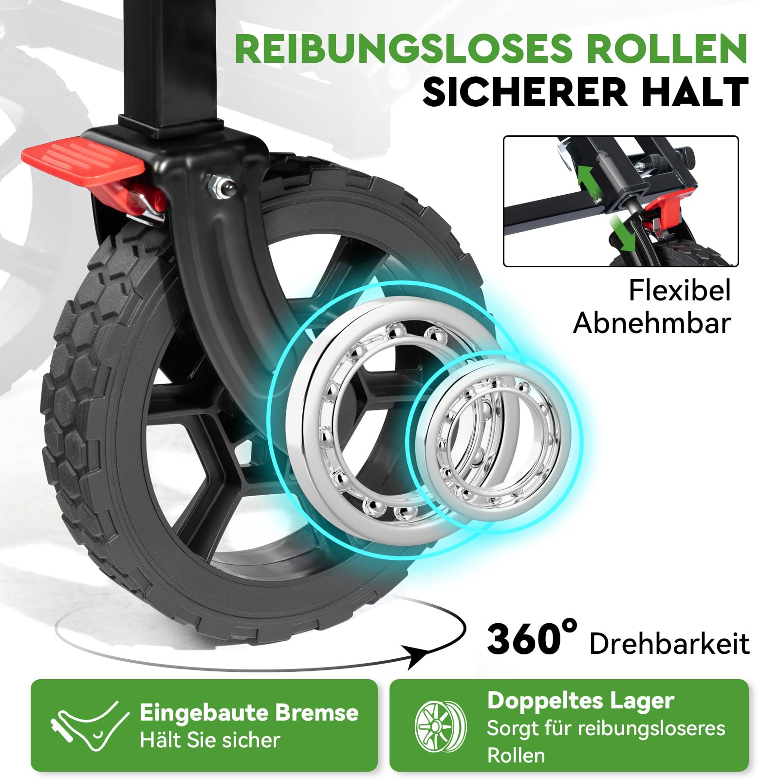 HIKENTURE Bollerwagen Faltbar mit Bremen - 140 Liter Volumen & 150KG belastbar - Extrem Faltbarer Bollerwagen - Klappbarer Handwagen Einkaufstrolley für Strand Camping Einkauf