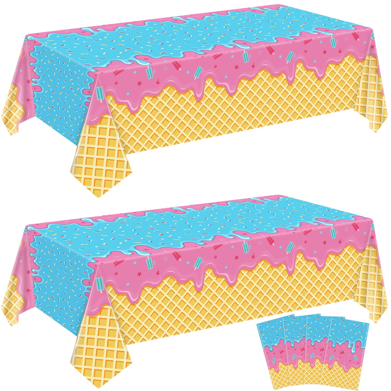 4Pcs Ice Cream Party Decorations Ice Cream Table Cloth Popsicle Plastic Tablecloth Sprinkle Donut Tablecloths Sweet One Birthday Donut Themed Party Decorations Popsicle Themed Supplies 86 x 51 Inch