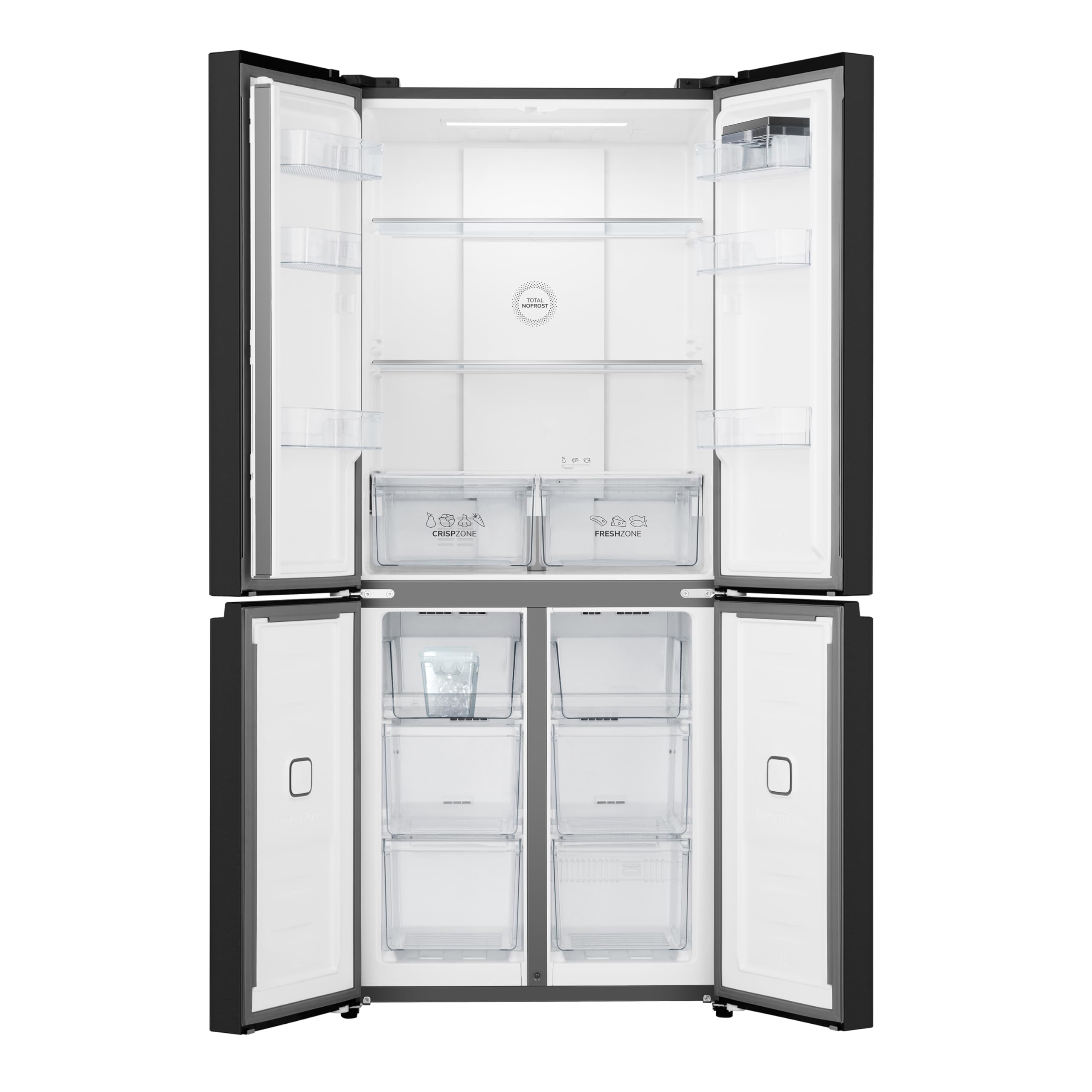 Gorenje NRM819D61BX Cross Door, 460L, CrispZone mit Feuchteregler, Frischbox mit Multifunktion, Eisbox, Fastfreeze, NoFrost, Inverter-Kompressor,BxHxT: 79,4×190×65 cm, Matt Schwarz