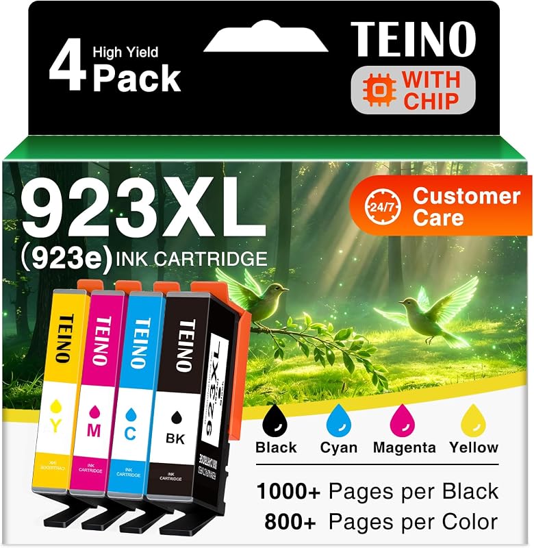 923XL 923 Ink Cartridges for HP Printers 8130e 8125e 8135e with Chip 4 Pack | Replacement for HP 923XL Ink Cartridges Combo Pack Works with HP OfficeJet Pro 8120e 8138e 8139 8120 8130 High-Yield 923e Ink