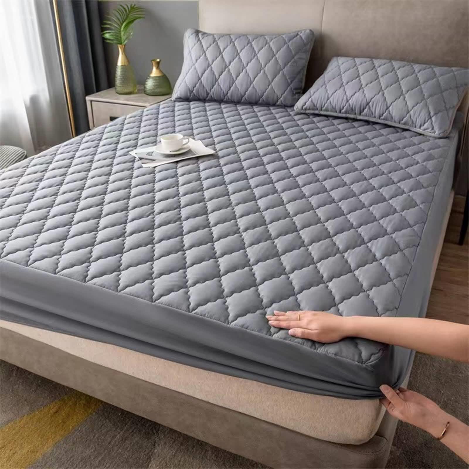 Sábana bajera impermeable de 90 x 190 cm, mezcla de algodón y poliéster, color gris, se adapta a colchones de hasta 25 cm de alto, suave y duradera, ideal para niños y adultos