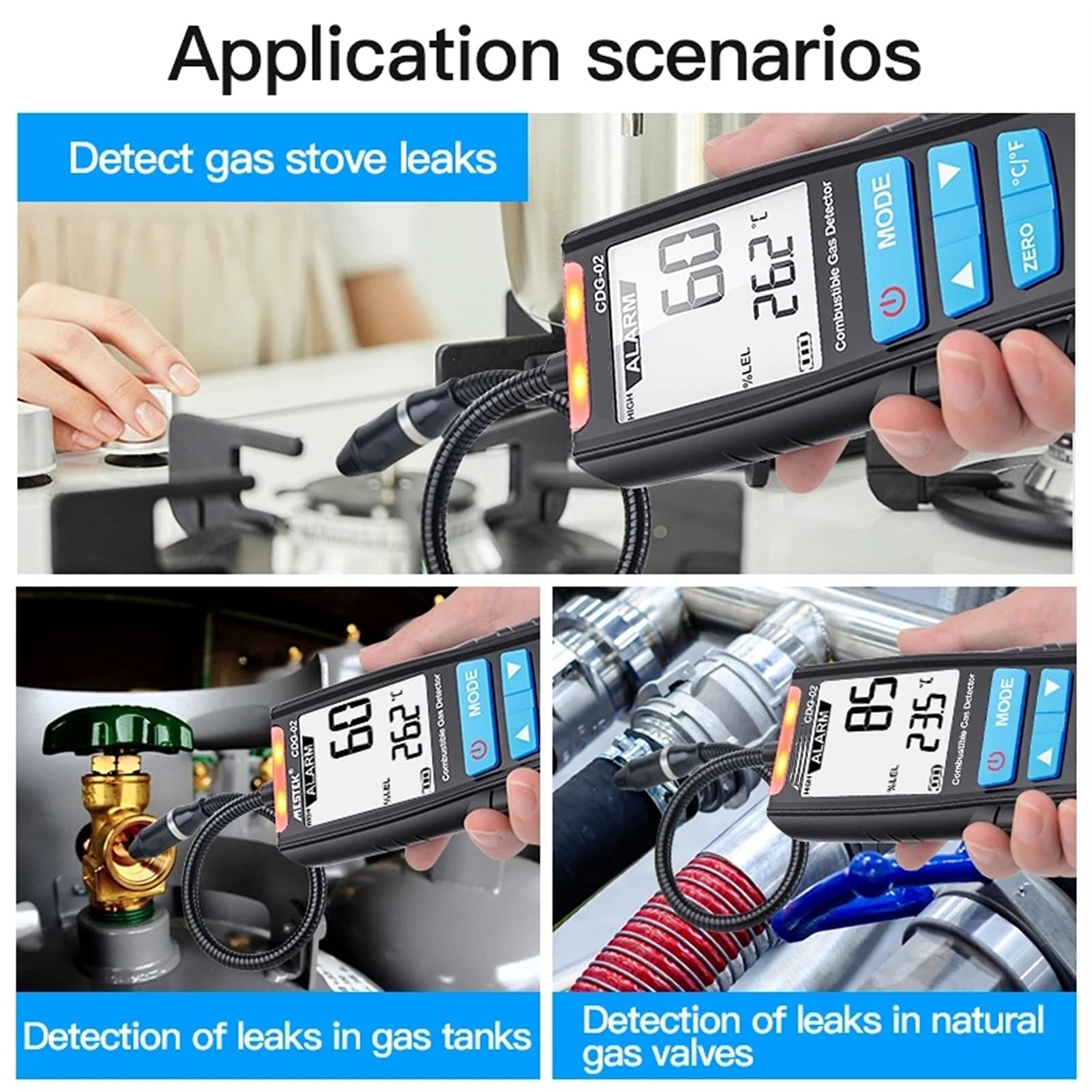 Detector de Gas Lcd Analizador de gas detector combustible medidor monóxido carbono portátil CO Probador monitor fugas(CGD02A)