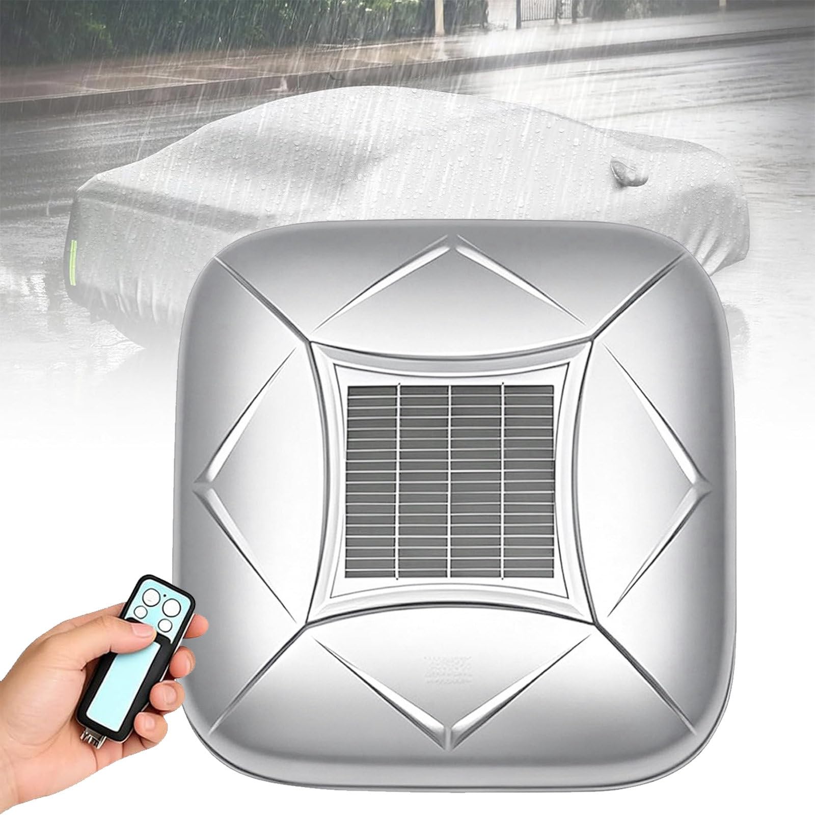AETEREOS Solar Charging Smart Car Cover, Remote Control Automatic Full Exterior Covers, Quick 10s Open, Anti-Theft Alarm, Waterproof and Sunproof for Sedan SUV MPV Silver-YXXL