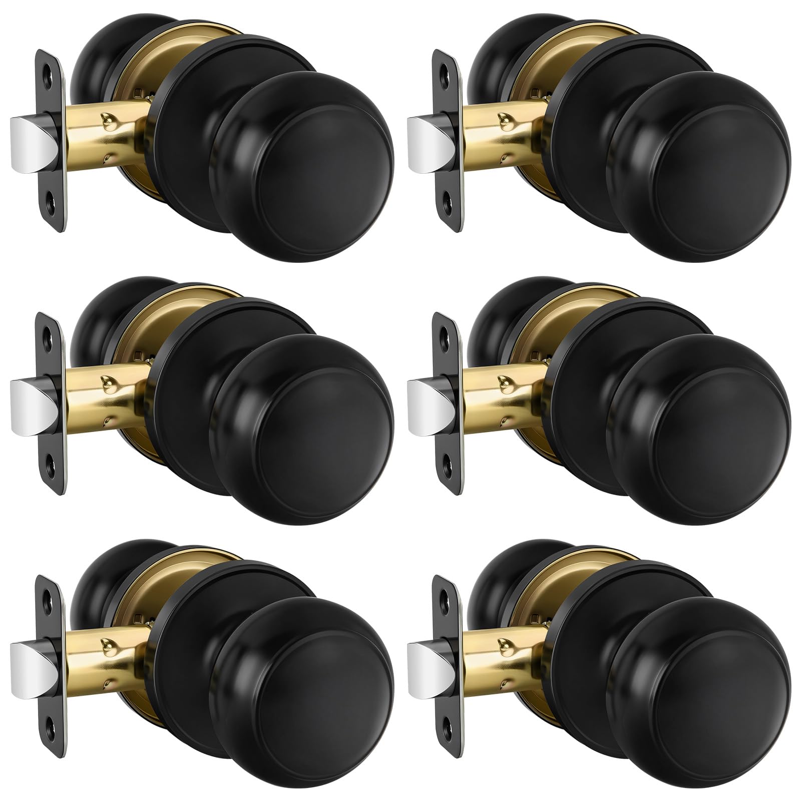 Haidms 6 Pack Matte Black Door Knobs Interior Privacy, Black Interior Door Knobs for Bedroom or Bathroom Classic Round Doorknobs Hardware — Amazon image 27