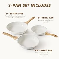 Vista 3 de SENSARTE Nonstick Frying Pan Skillets, White Ceramic Coating Omelette Pans, Healthy Cookware Chef's Pan, PTFE & PFAS Free (8+9.5+11 Inch)