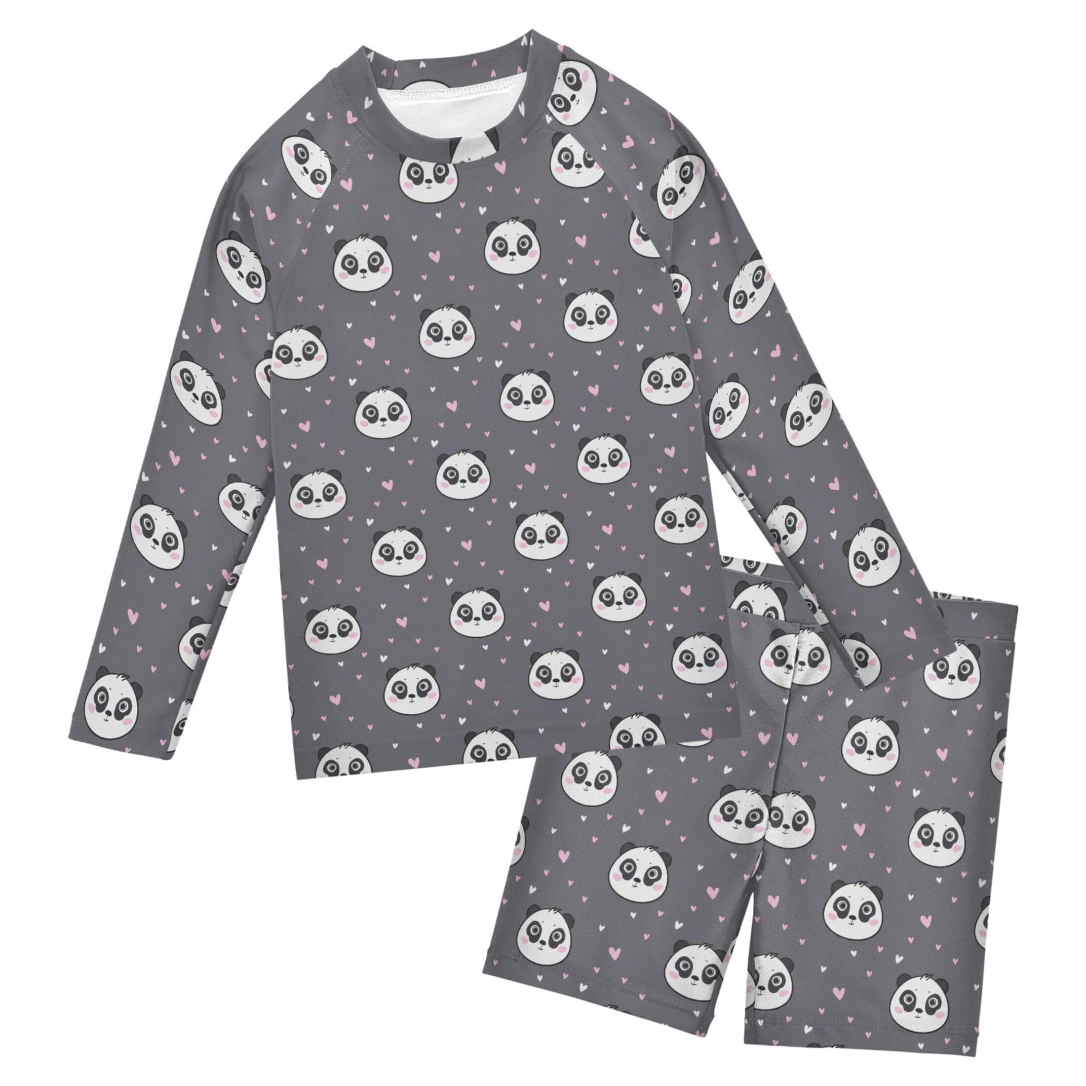 Cute Panda Toddlers and Baby Boys' Swimsuit Trunk and Rashguard Set B0404187