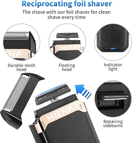 Miniatura 6 de HIENA PRO Cortadora de pelo profesional inalámbrica para hombres, recortadora de barba con hoja en T y afeitadora de aluminio, kit de peluquería