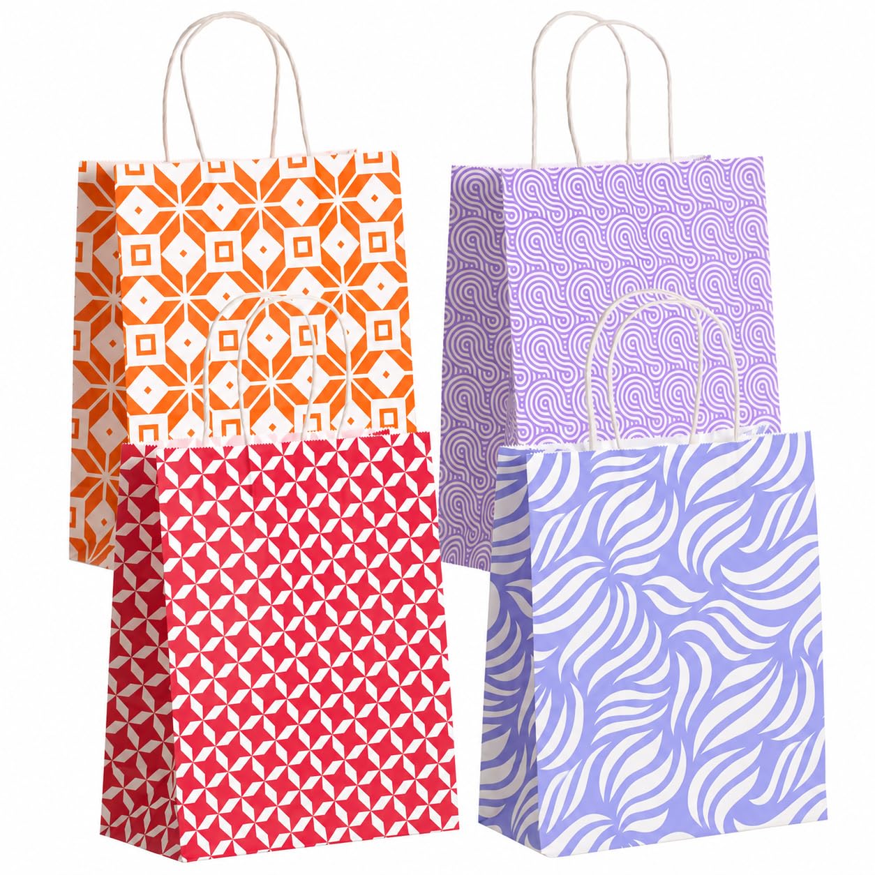 Velway Gift Bags Pack of 24 Paper Bags with Handle, 26 x 21.5 x 10 cm | Sturdy gift bags, large colourful kraft paper bags for childrens birthdays, weddings, Christmas and party gifts