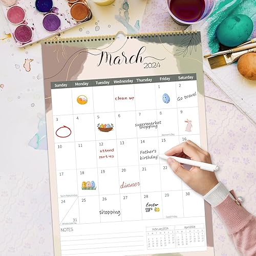 Miniatura 6 de Calendario de pared 2023-2024, 18 meses, desde julio de 2023 hasta diciembre de 2024, calendario académico colgante mensual de 11.5 x 17 pulgadas