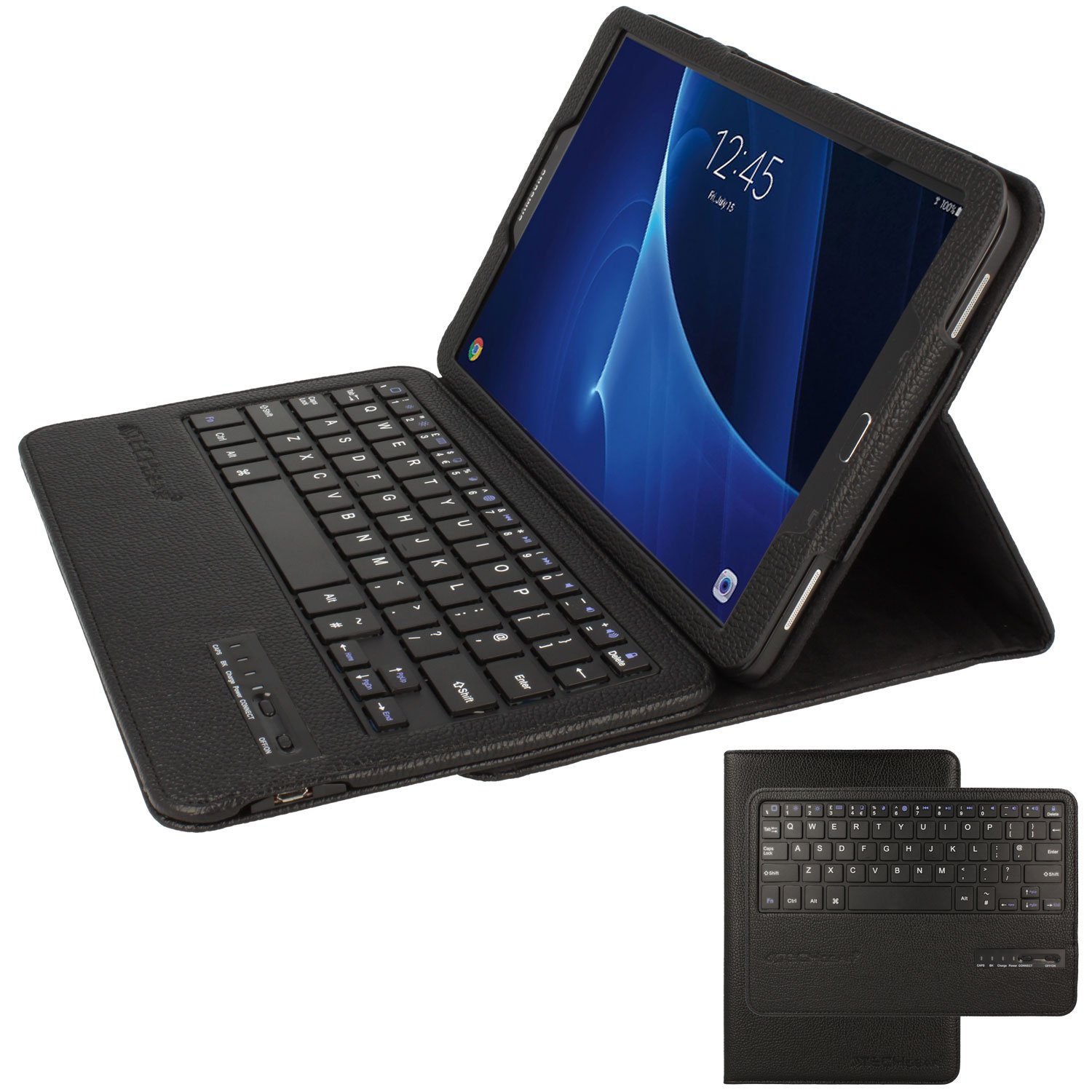 TECHGEAR STRIKE FOLIO Case fits Samsung Galaxy Tab A 10.1 Inch (SM-T580 Series) - PU Leather Case with Built in Detachable Bluetooth Wireless UK QWERTY Keyboard and Stand (Black)