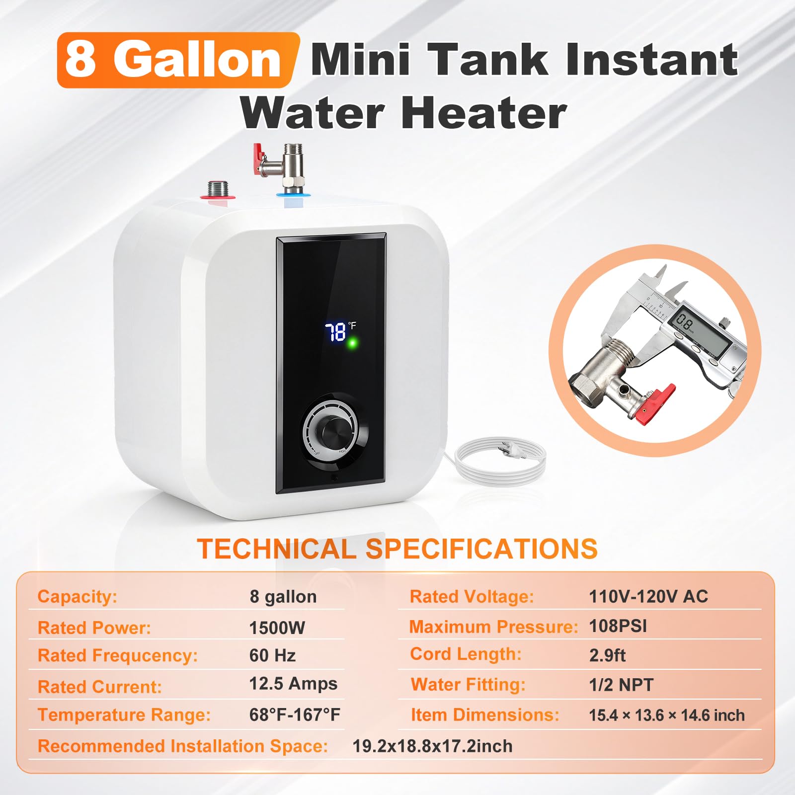 30L Druckfester Warmwasserspeicher,2000W 220V, für Küchenspülen und RV