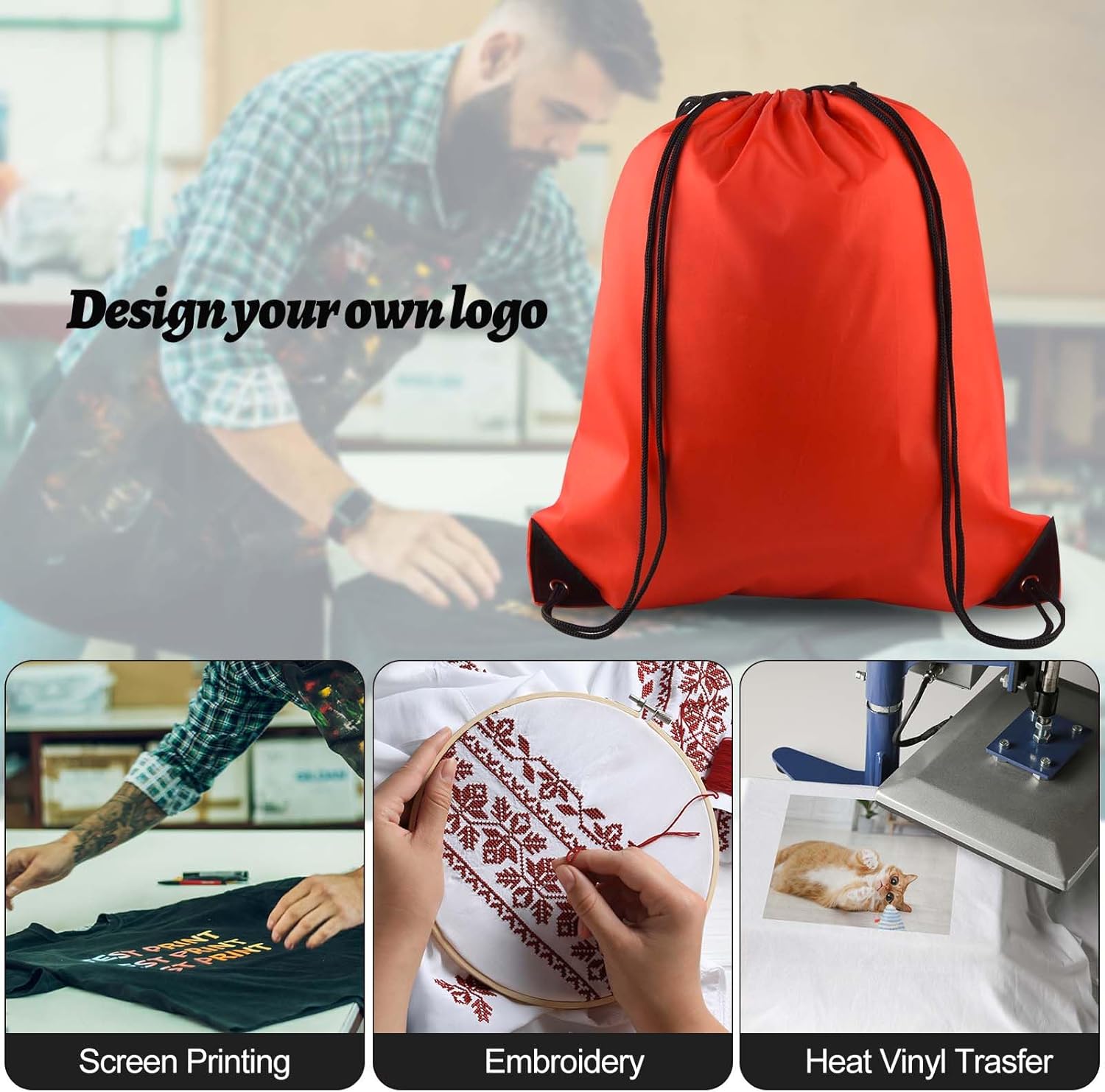 PLULON 15 Pcs Red Drawstring Bags Drawstring Backpack Bulk, String Backpack Cinch Sack Sport Gym Bags for Yoga Traveling Outdoor Sports - Image 4