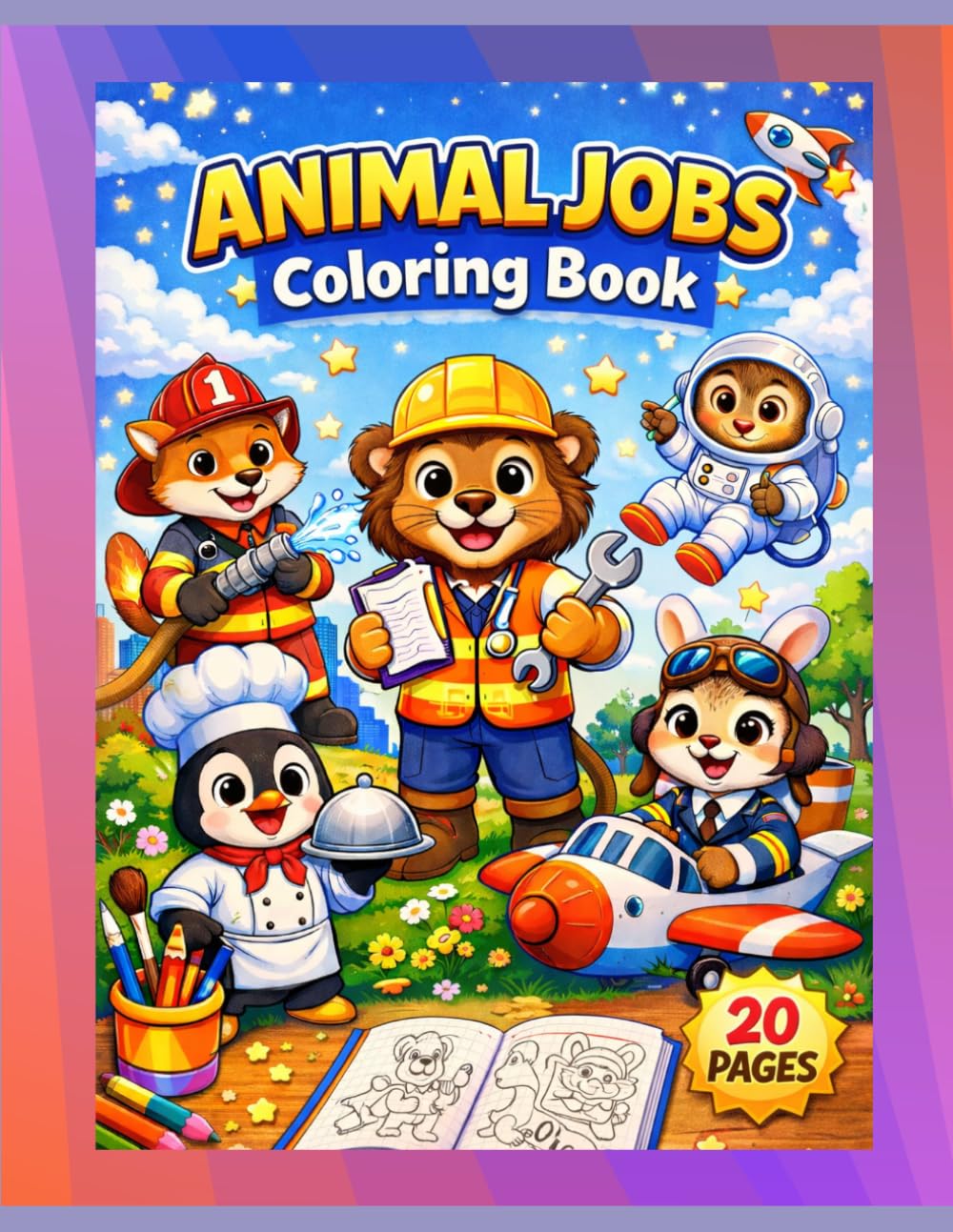 Animal Jobs Coloring Book: Fun and Easy Animal Profession Coloring Pages for Kids Ages 3-7