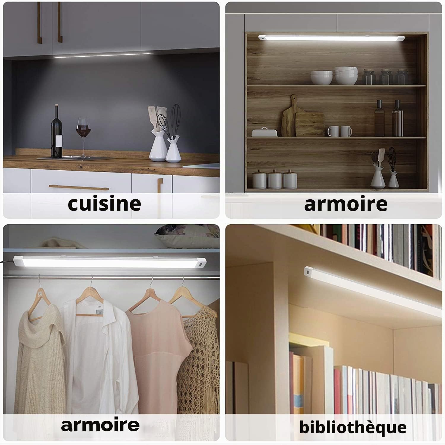 LUXJET Eclairage Led Cuisine Sous Meuble, Lampe de Placard Blanc Chaud 60cm, lampe detecteur de mouvement interieur, Reglette Led Cuisine intelligente