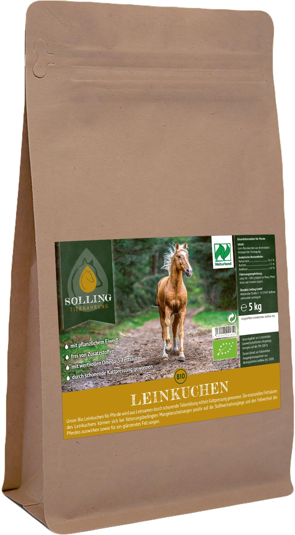Ölmühle Solling Bio Leinkuchen 5kg für Pferde