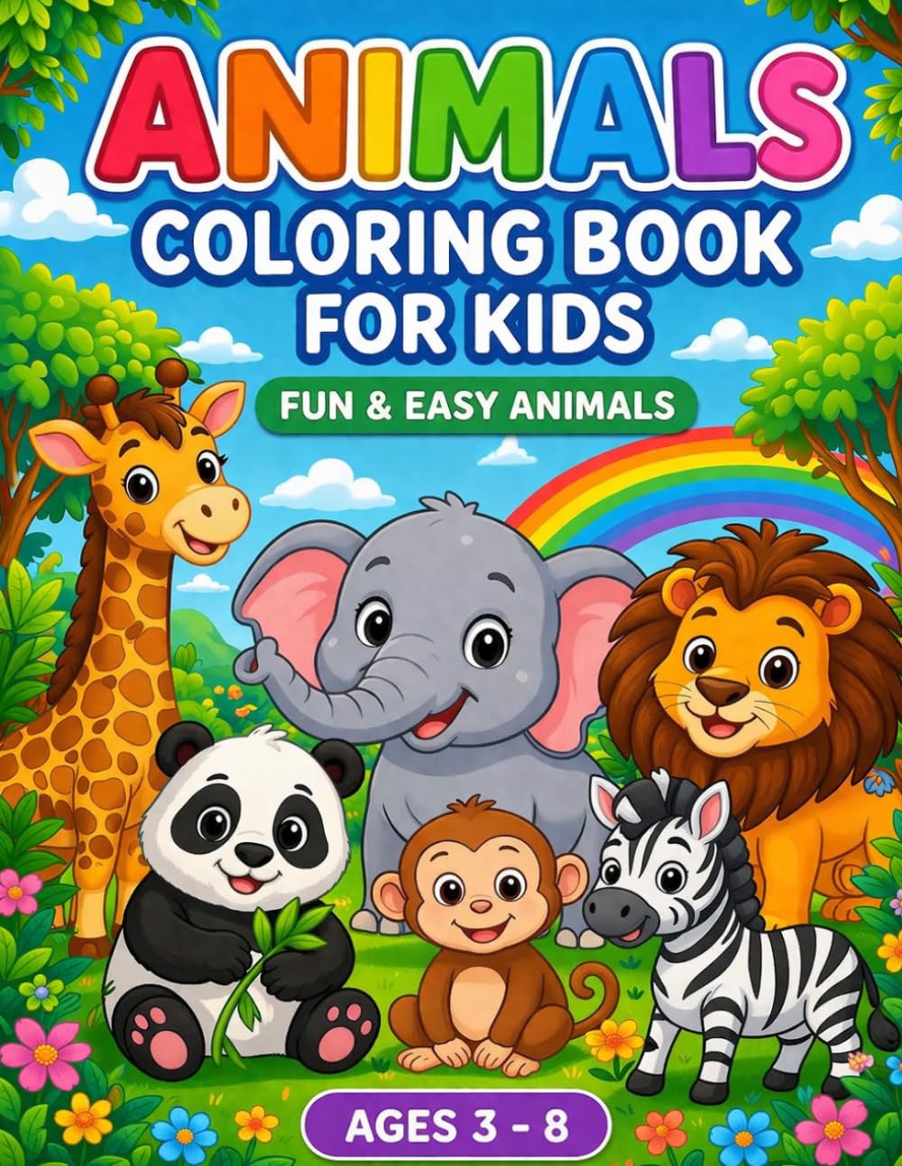 Animals Coloring Book for Kids: Fun & Easy Animals for Ages 3-8