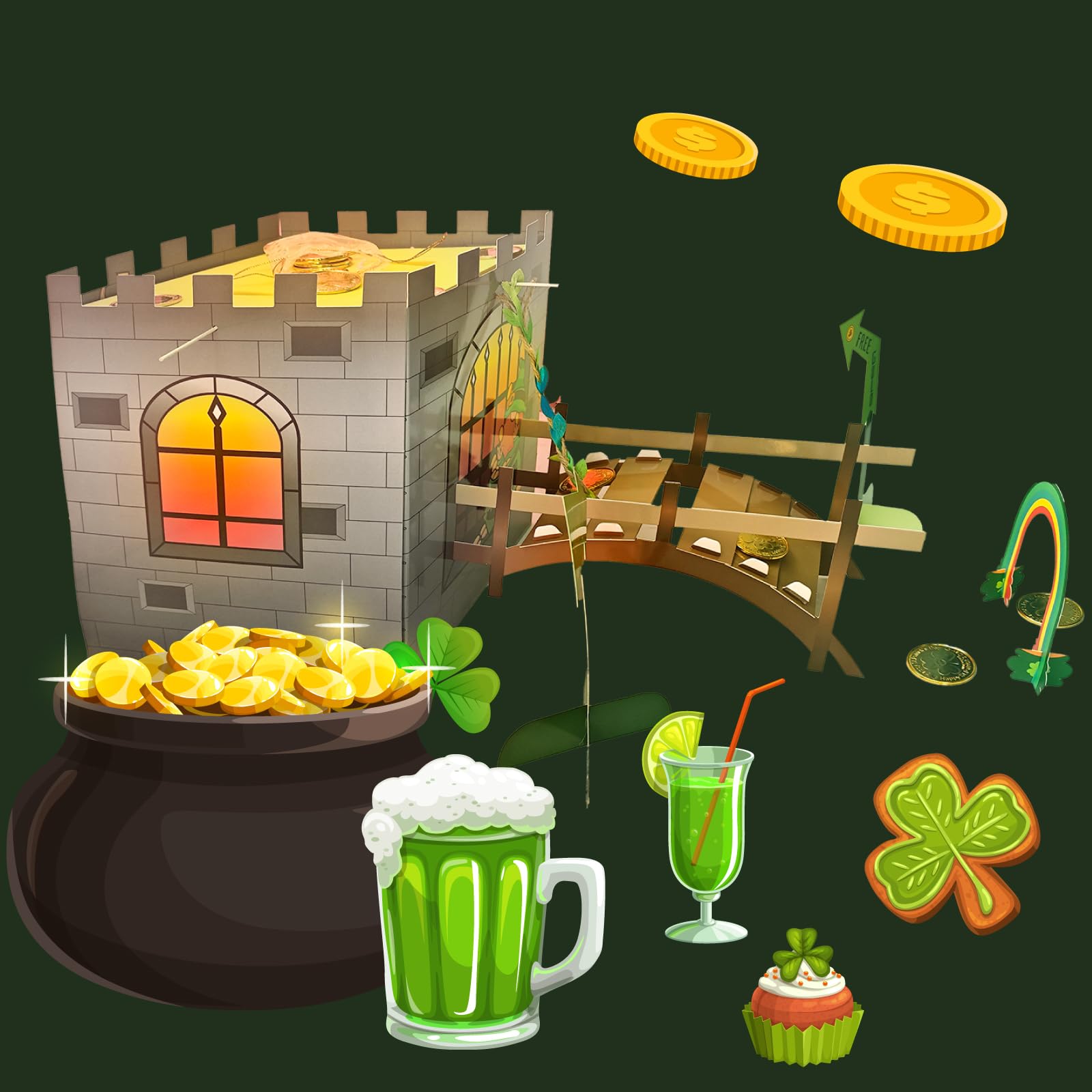 JJI St Patrick's Day Leprechaun Trap Kit St. Patricks Day Decorations Leprechaun Trap Crafts Kit for Kids St Patricks Day Party Supplies (CastleTrap) — view 2