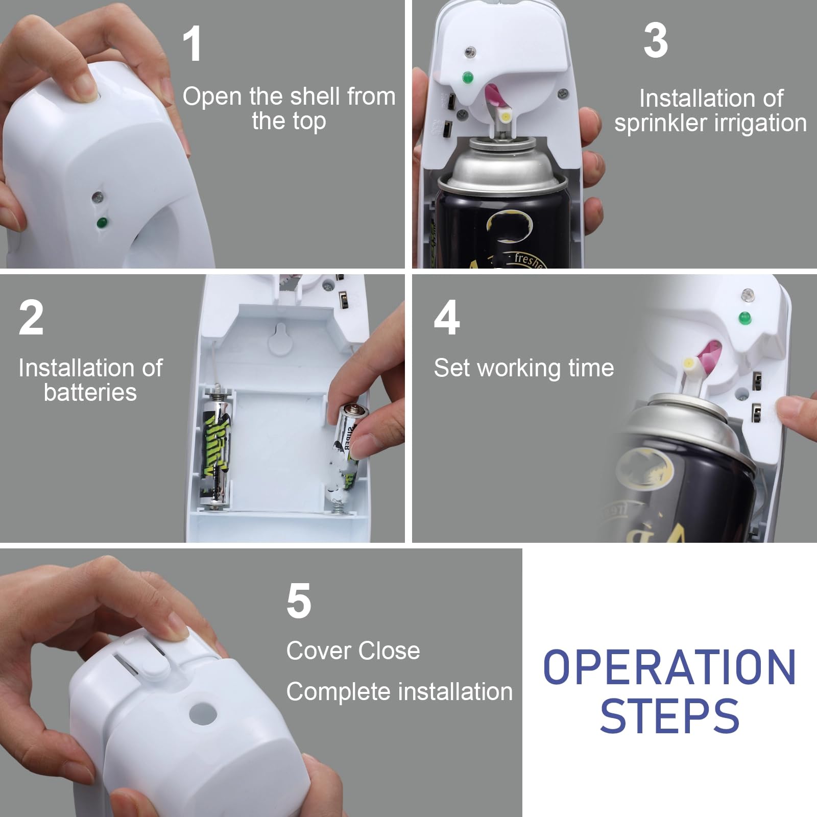 Uiifan Dispensador automático de ambientador en aerosol de 8.27 x 3.15 x 3.15 pulgadas, montado en la pared, dispensador automático de ambientador de niebla ajustable para habitación