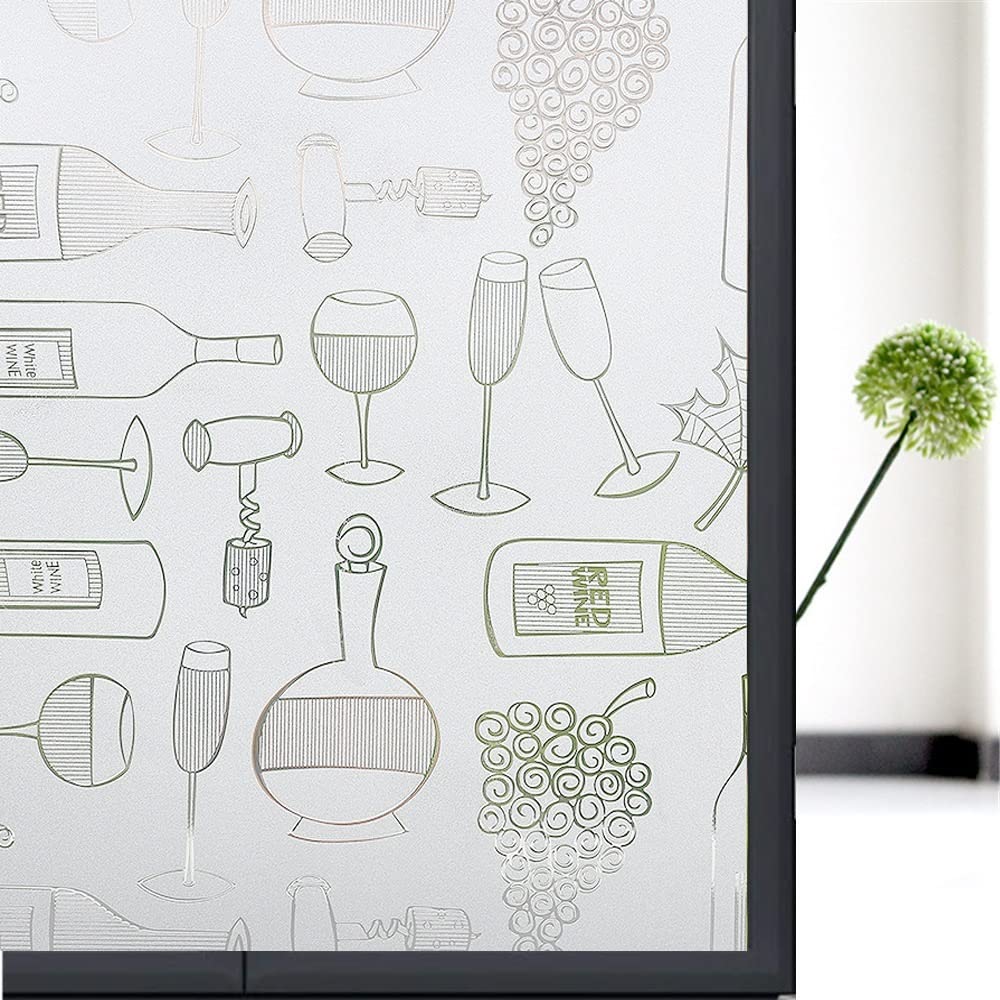 Colored Window Film Stained Decorative Window Film Frosted Sticke Non Adhesive Static Cling Vinyl Glass Blocking Removable(E,90x100 cm)
