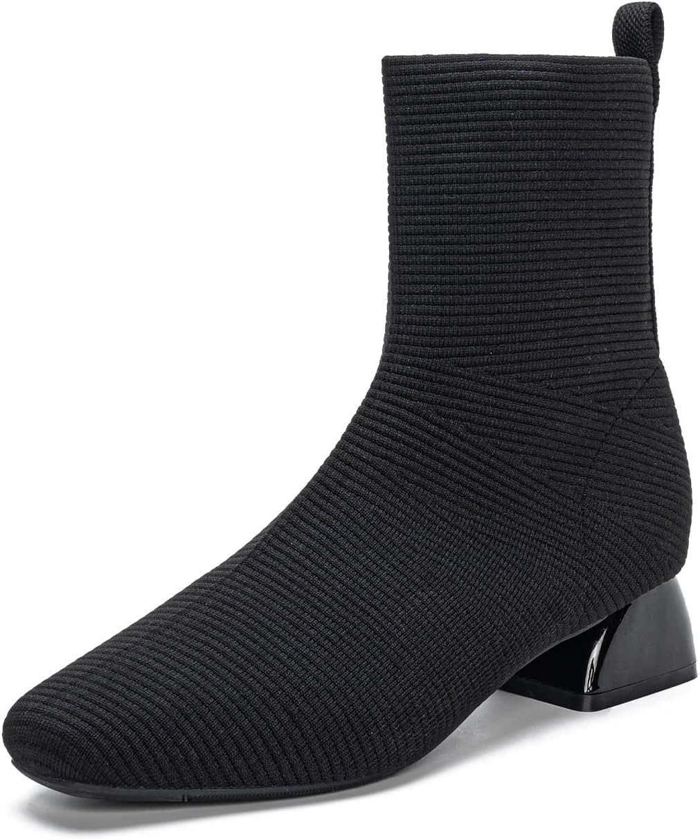 - Sock Women's Ankle Boots & Booties Low Heel Comfortable Knit Shoes Fall Winter