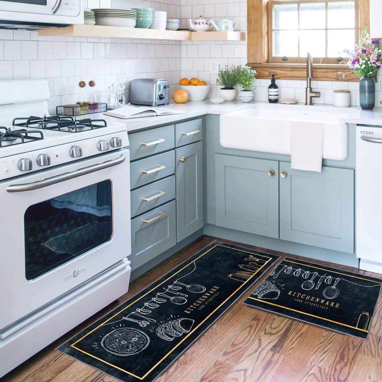 LADILA 2 Piece Kitchen Mats, Waterproof Memory Foam Kitchen Rugs, Standing Desk Mat Floor Mats, Comfort Runner Rug Carpets for Kitchen Floor, Waterproof Comfort Standing Mat (D - 14) — Amazon image 5