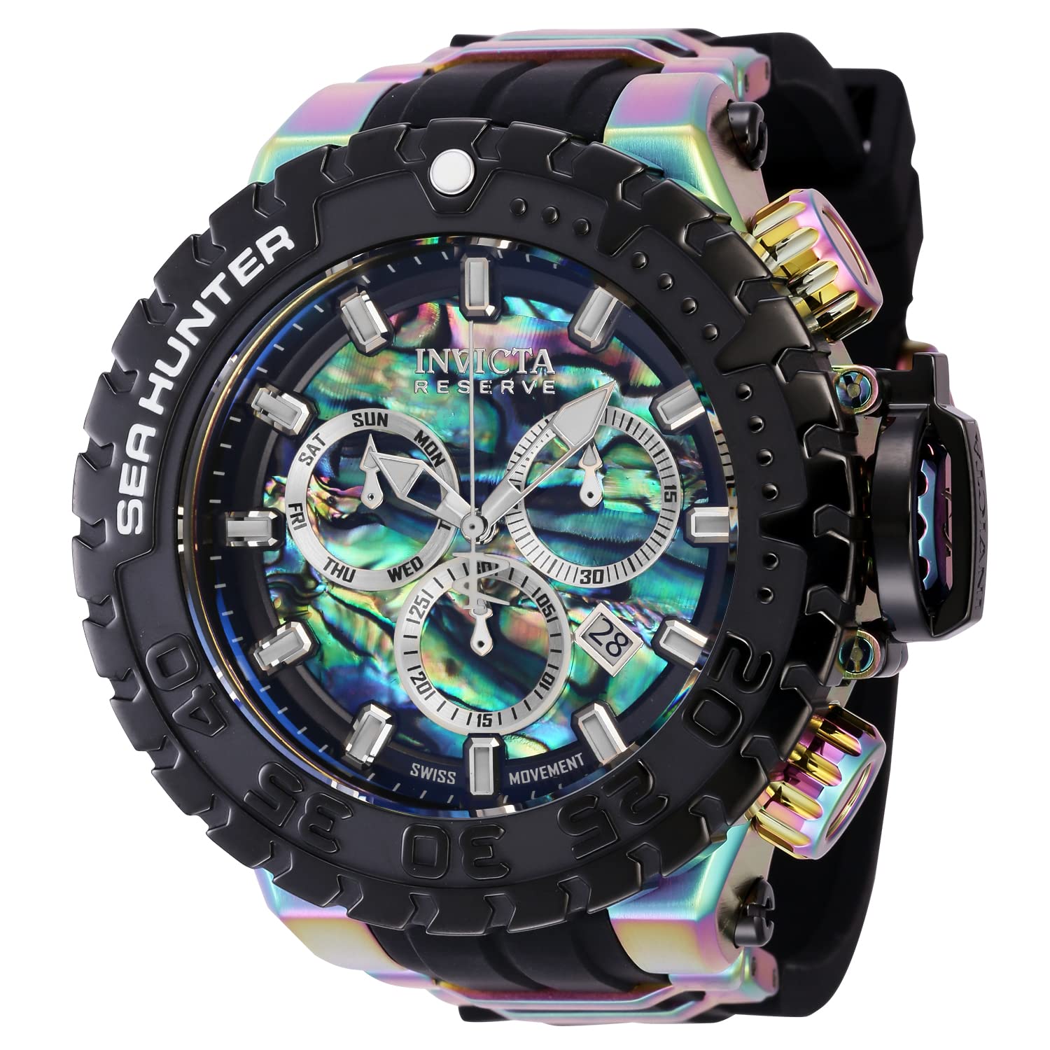 ZGQ Men's Sea Hunter 41015 Quartz Watch, Black, Iridescent